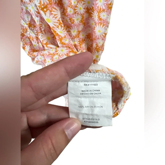 AUW orange daisy midi dress with pockets - Picture 4 of 5